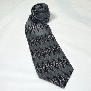 Louis Roth Silk Tie Purple Black Geometric Men Necktie 57 x 3.7/8